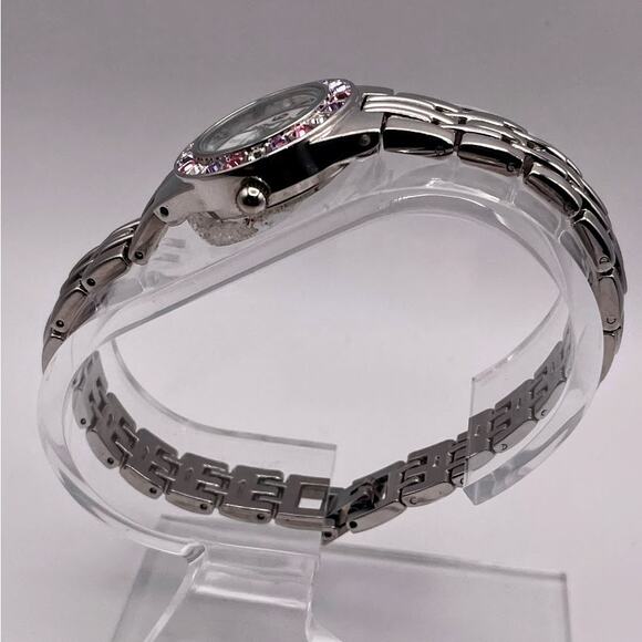 Elgin Women's EG9917ST Quartz Watch, Silver with Multi-Colored Gemstone Bezel - Picture 5 of 9